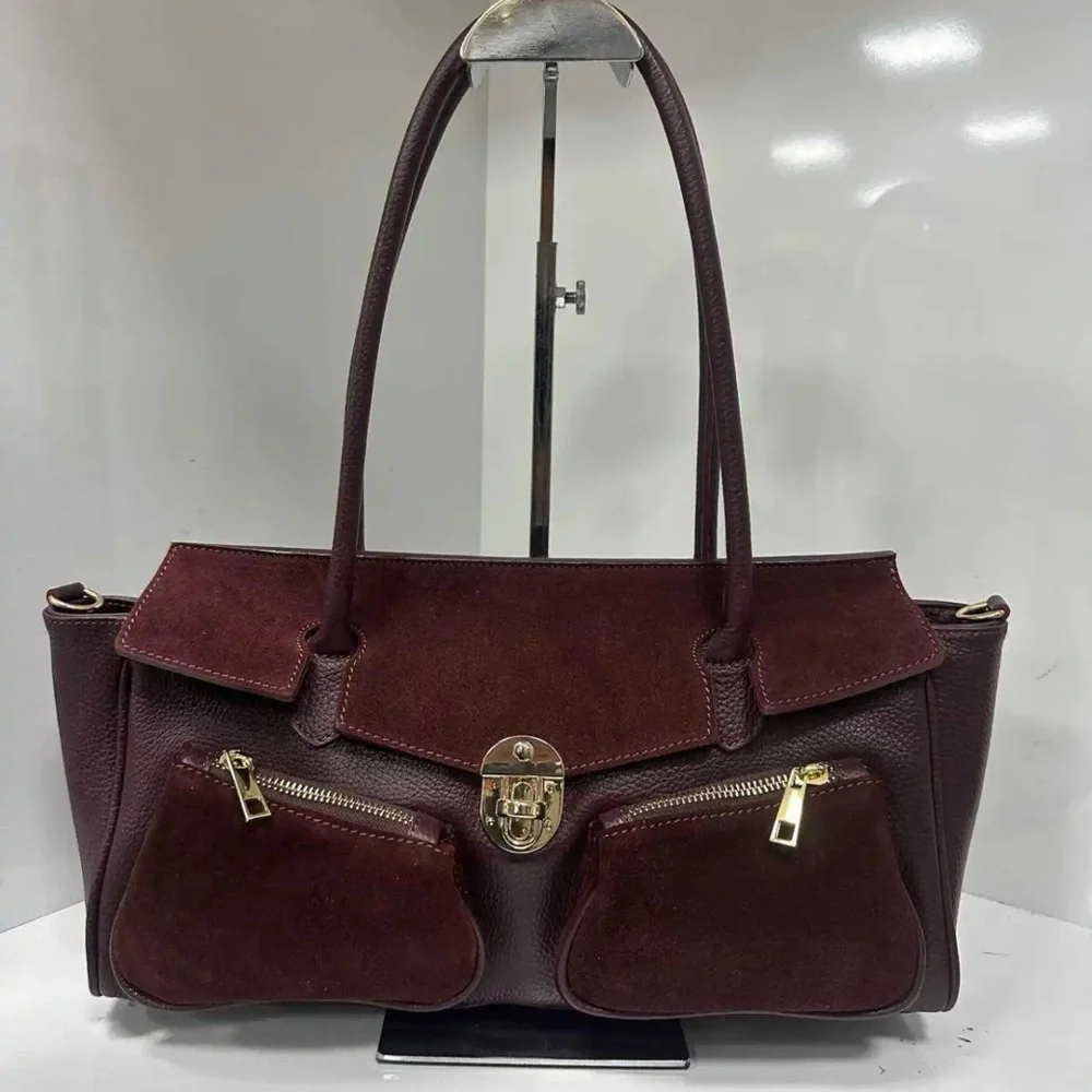 Elegant Burgundy Genuine Leather Made in Italy